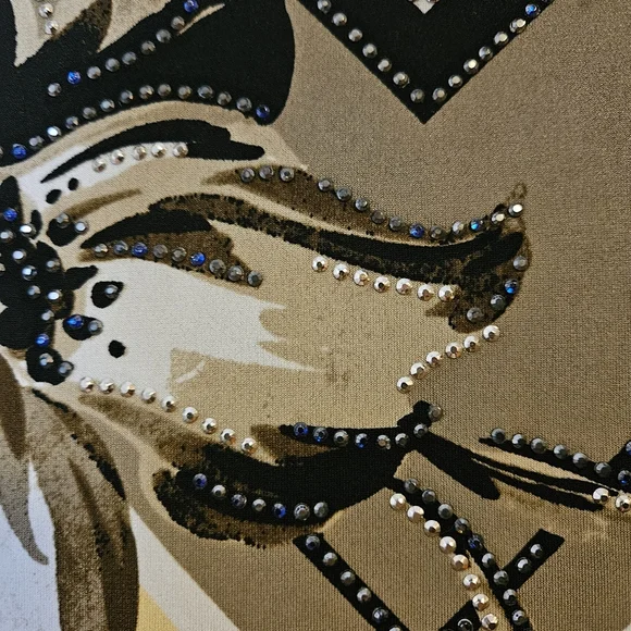 JM Collection Floral Geometric Print Top V Shape Blouse Tunic Casual Plus Size - Picture 10 of 12